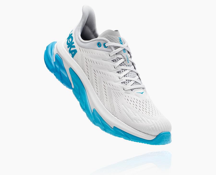 Hoka Mens Running Shoes NZ - Hoka Clifton Edge White/Blue (EXW153698)